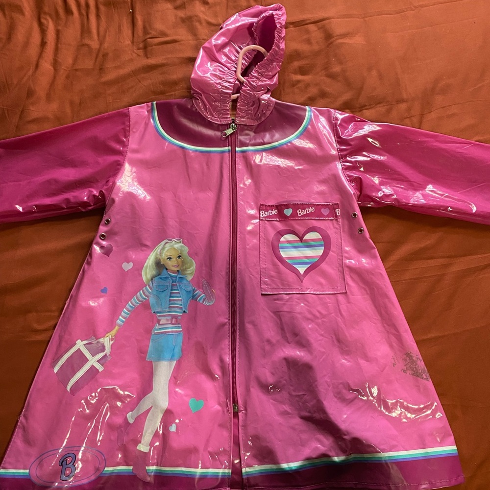 2001 BARBIE RAIN JACKET BARBIE MOVIE VINTAGE PINK GIRL FALL RAIN COAT